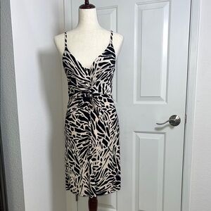 H&M ‎ zebra Black and White Midi Sundress with Spaghetti Straps Size Medium